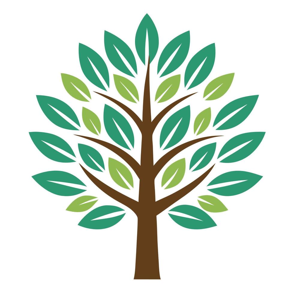 Modern tree artwork with a minimalist hollow leaf pattern designed for simplicity vector