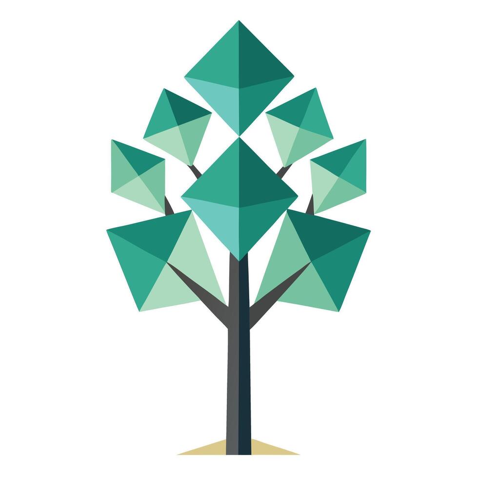 Minimalist tree illustration with geometric shaped leaves in a modern design vector