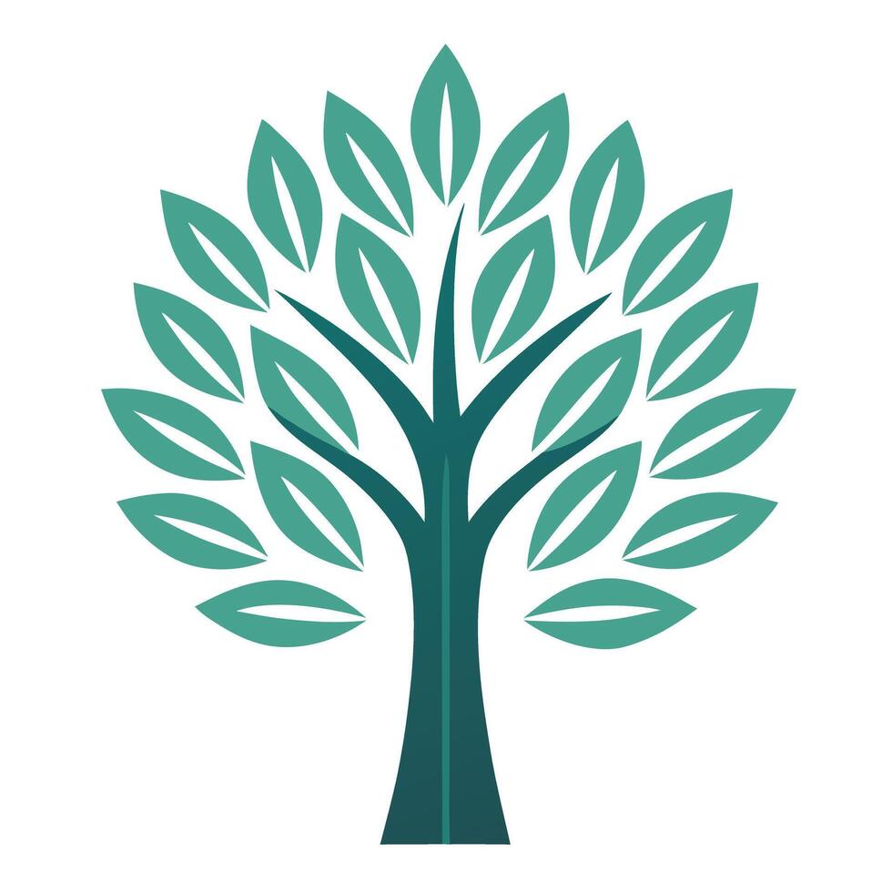 Clean tree design with a minimalist hollow leaf pattern in a modern style vector