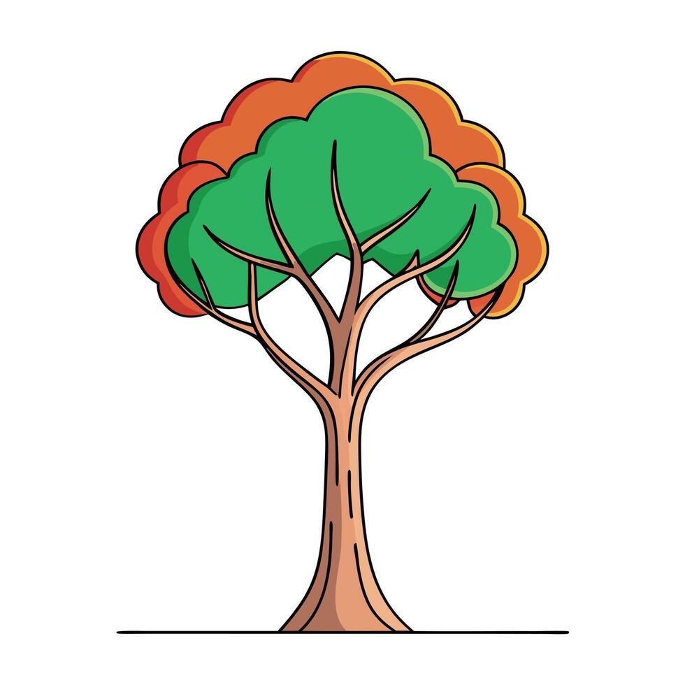 Clean tree design in a minimalist one-line art style illustration vector
