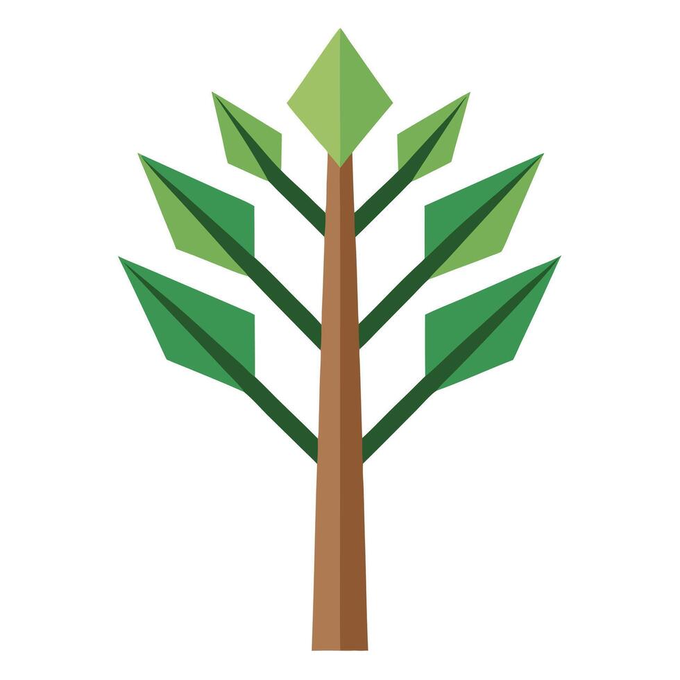 Minimalist tree illustration with a split trunk created in a flat style vector