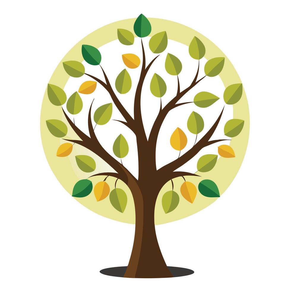 Celestial tree artwork with a unique canopy composed of the various moon phases vector