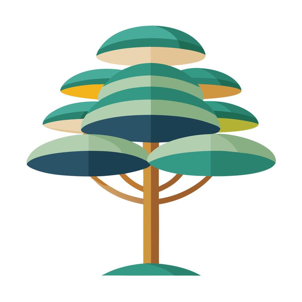 Dimensional tree graphic showcasing multiple layered circular shapes as its unique canopies vector