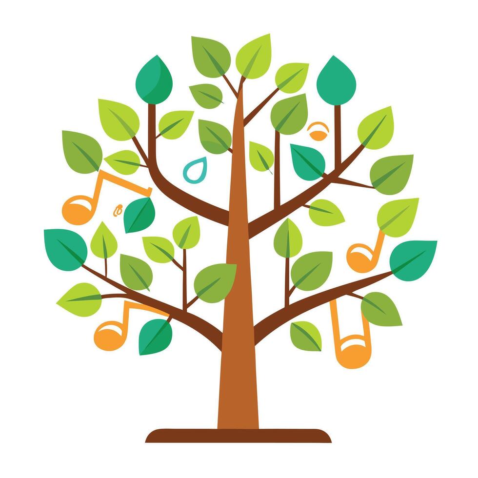 Creative tree graphic showcasing musical symbols as its unique and abstract branch structure vector