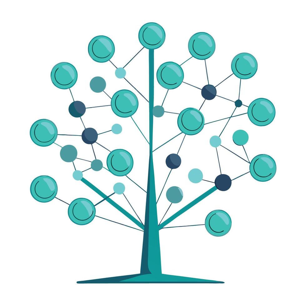 Digital Tree design featuring network node branches vector