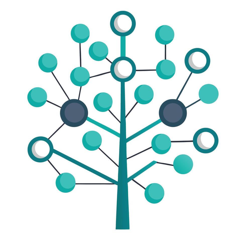 Internet Tree illustration with network node branches vector