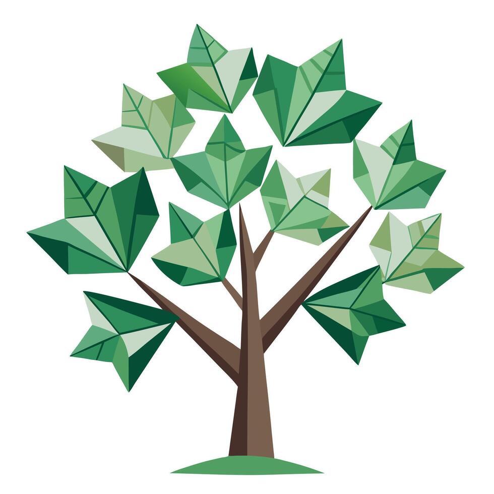 Artistic tree artwork featuring intricate origami butterflies creatively arranged as leaves vector