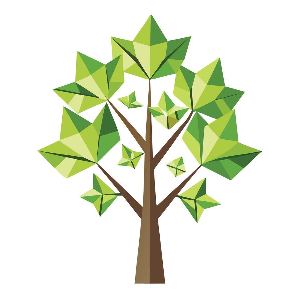 Delicate tree design with stylized origami butterflies composing the unique leaf elements vector