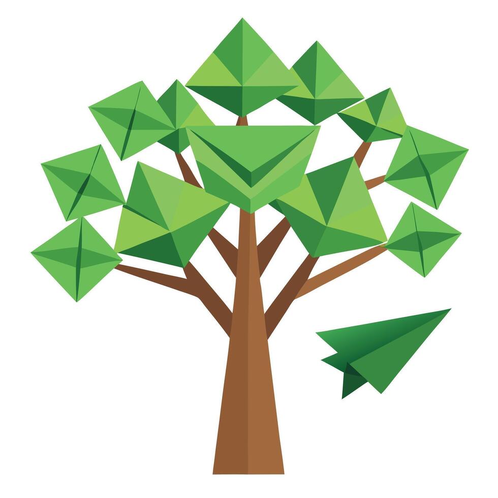 Whimsical tree graphic showcasing paper planes as its creative and soaring foliage vector