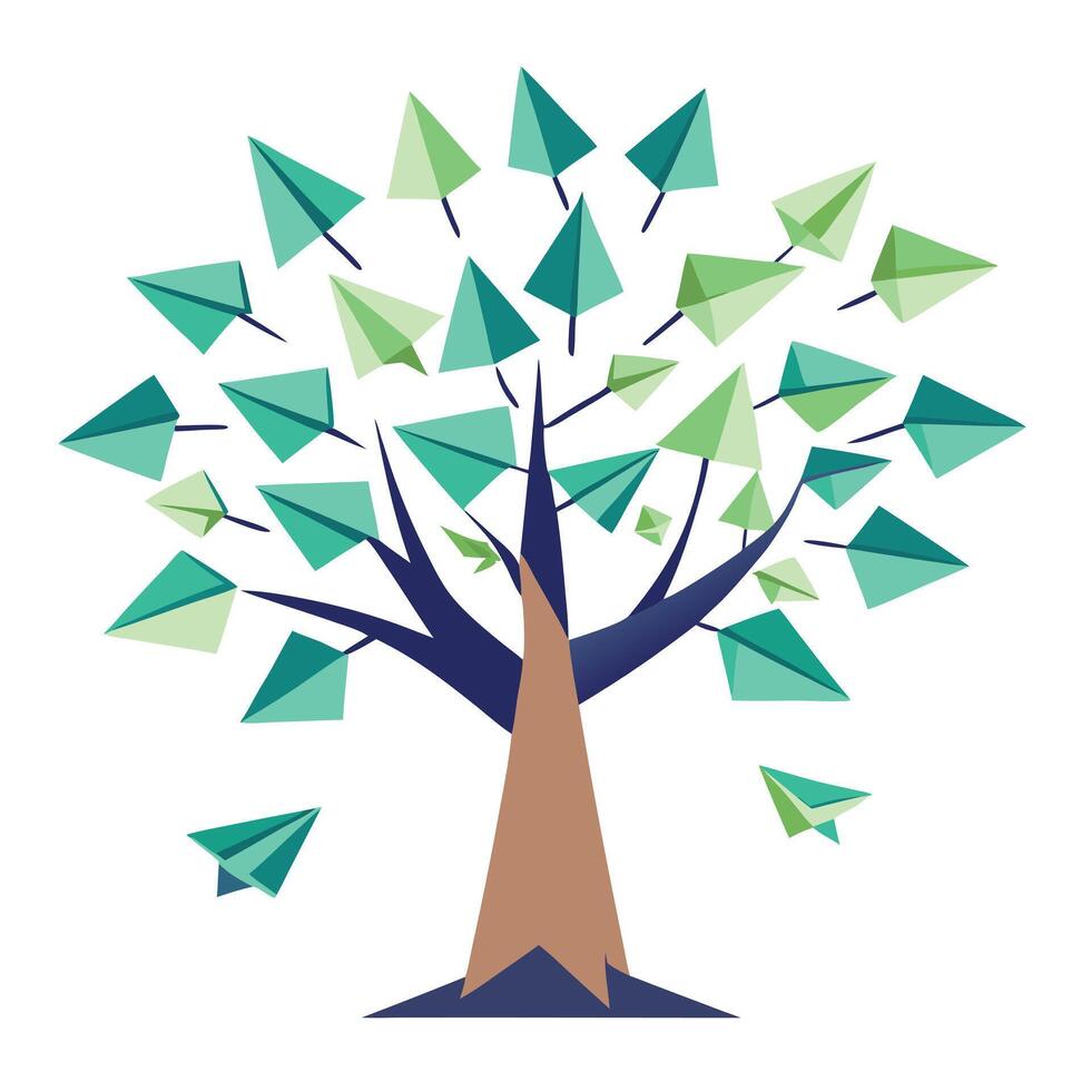 Paper Airplane Tree A Flat Design vector