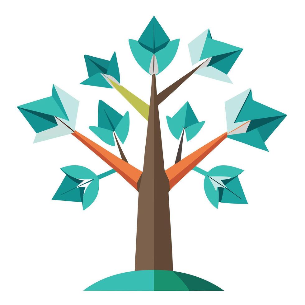 Adventure Tree Paper Airplane Leaves vector