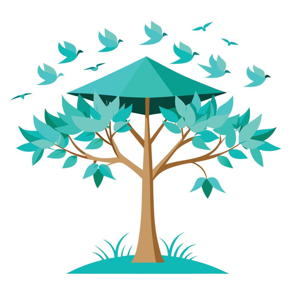 Inspired Tree Paper Birds in the Canopy vector