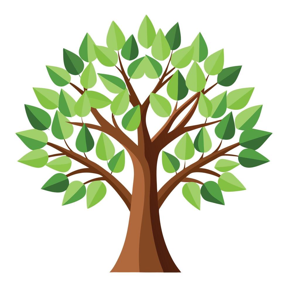 Artistic Leaf Tree Paper Cut-Out Style vector