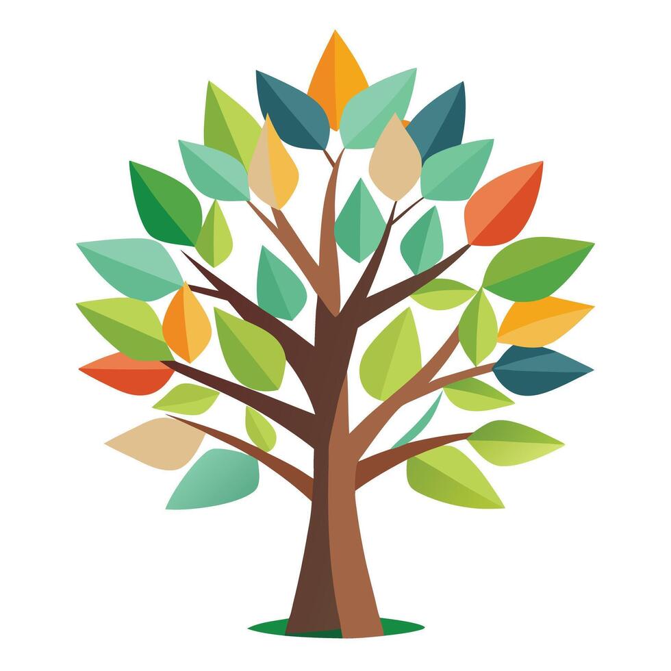 Designed Leaf Tree Cutout Style Isolated on a white Background vector
