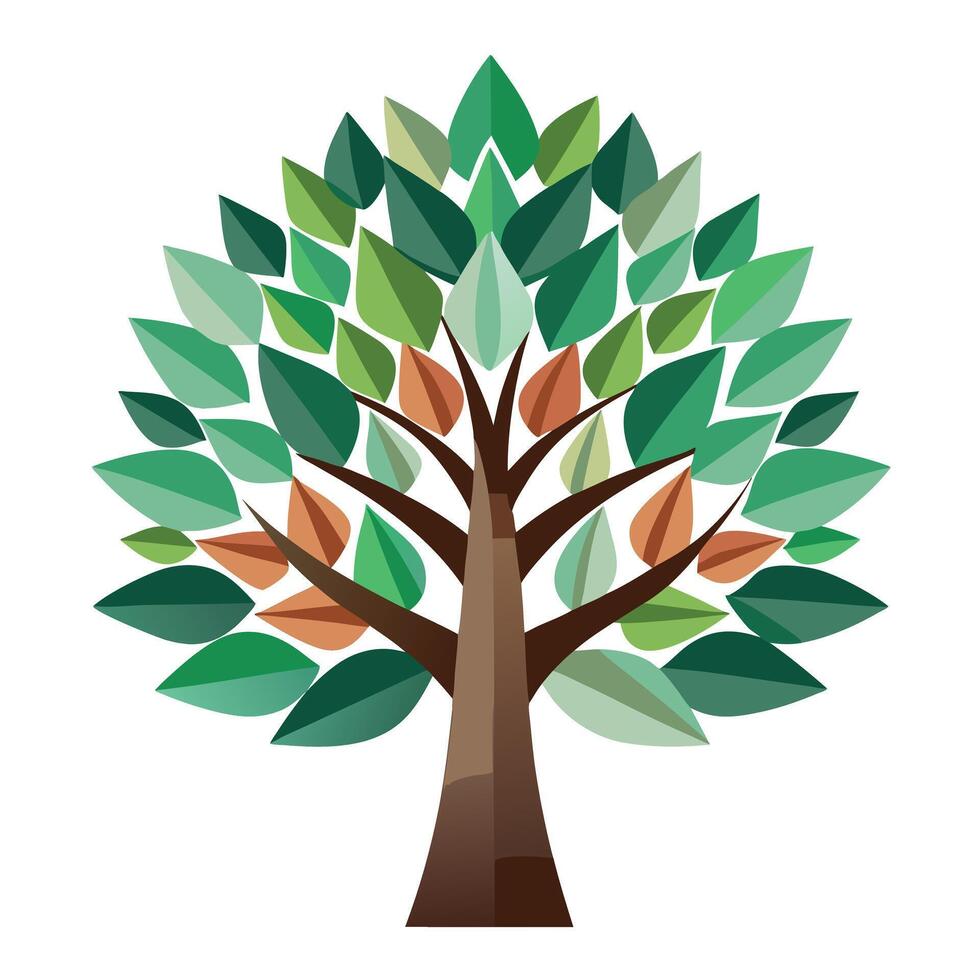 Artistic Leaf Tree Paper Cutout vector