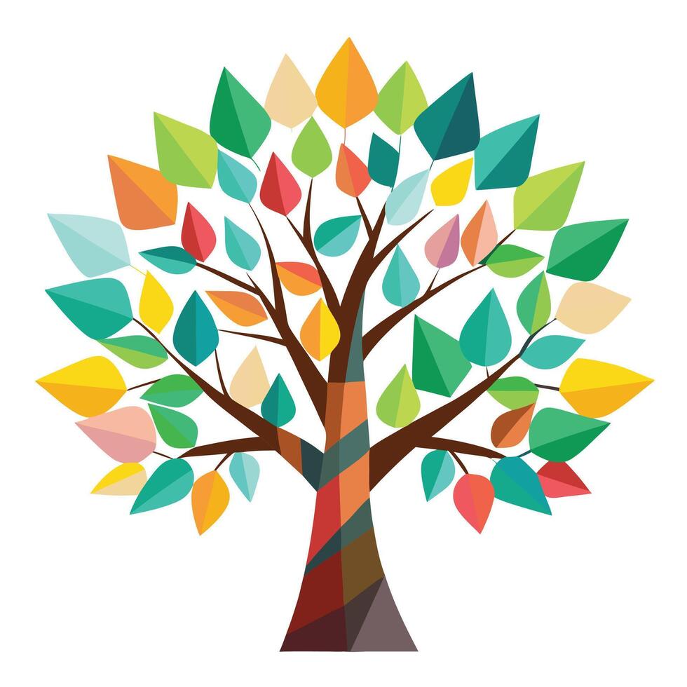 Crafted Leaf Tree Cutout Style Creation vector