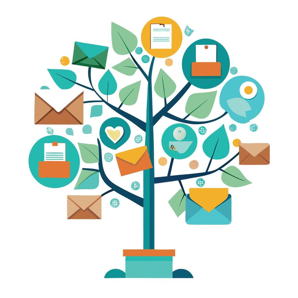 Office Tree Paper Leaves Design vector