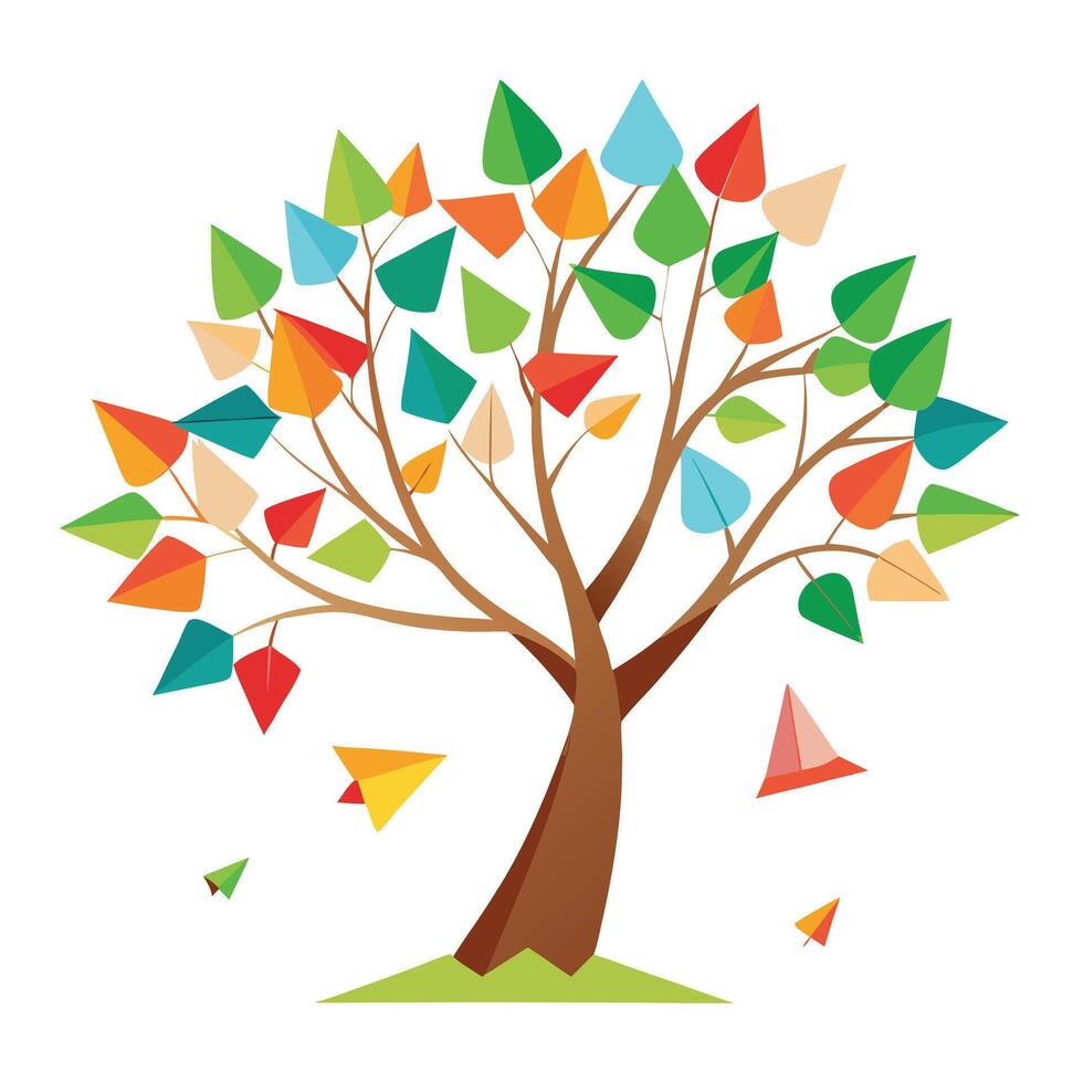Paper Kite Tree Flying in the Wind vector