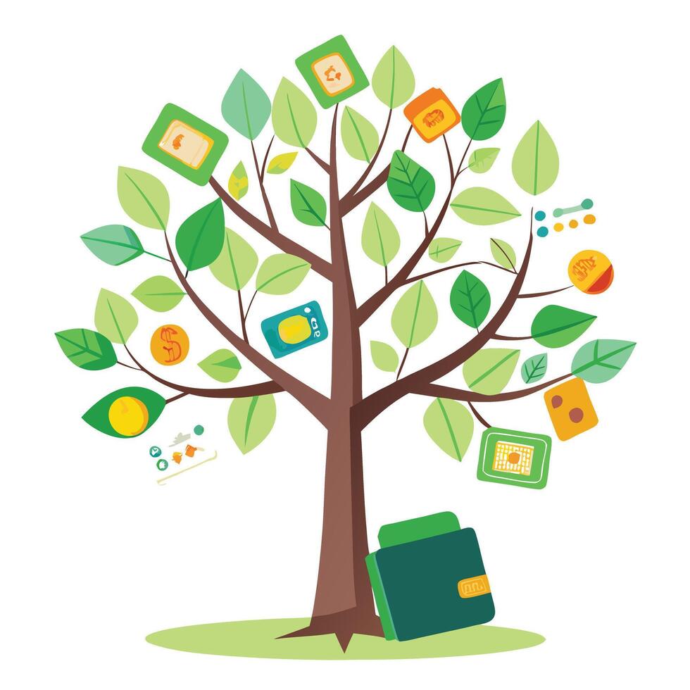 Wealth Tree Paper Money as Leaves vector