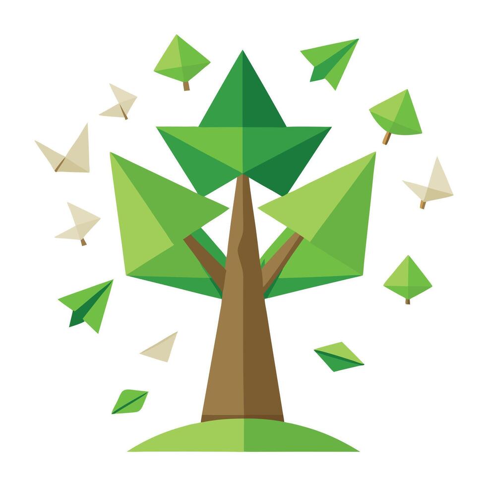 Adventure Tree Paper Plane Leaves Design vector
