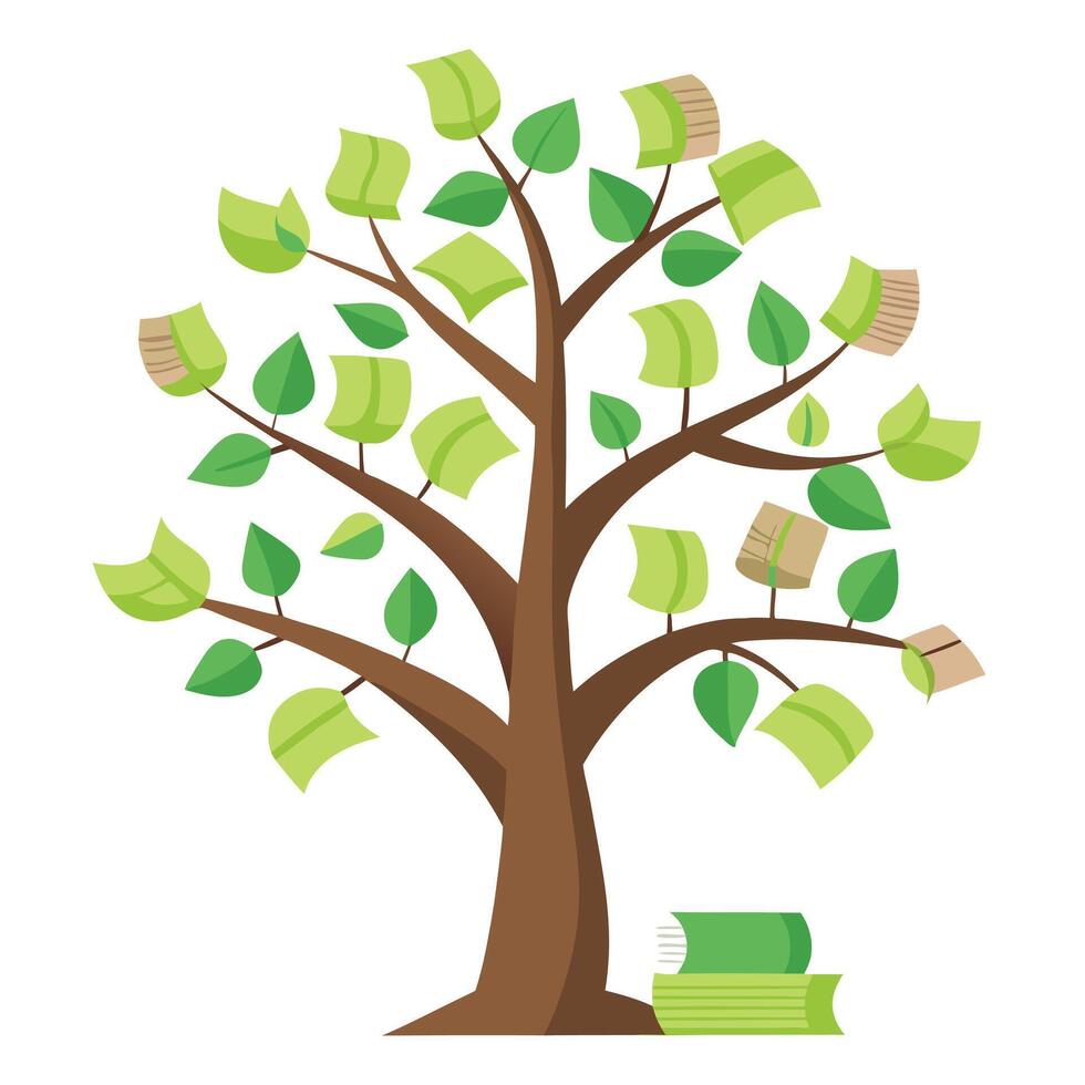 Paper Scroll Tree A Flat Design vector