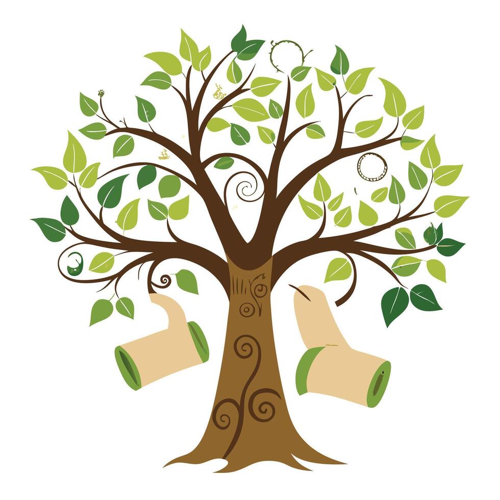 Flat Scroll Tree Leaf Generation vector