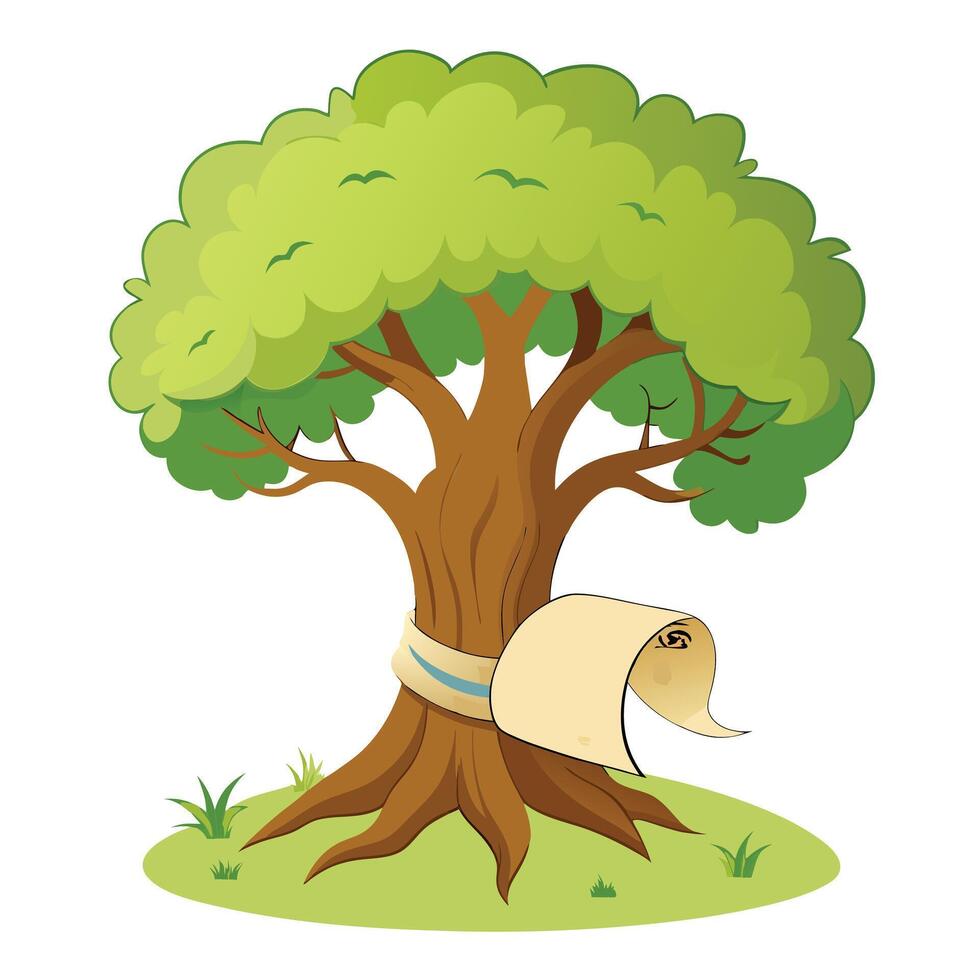 Education Tree Scroll Wrapped Around Trunk vector