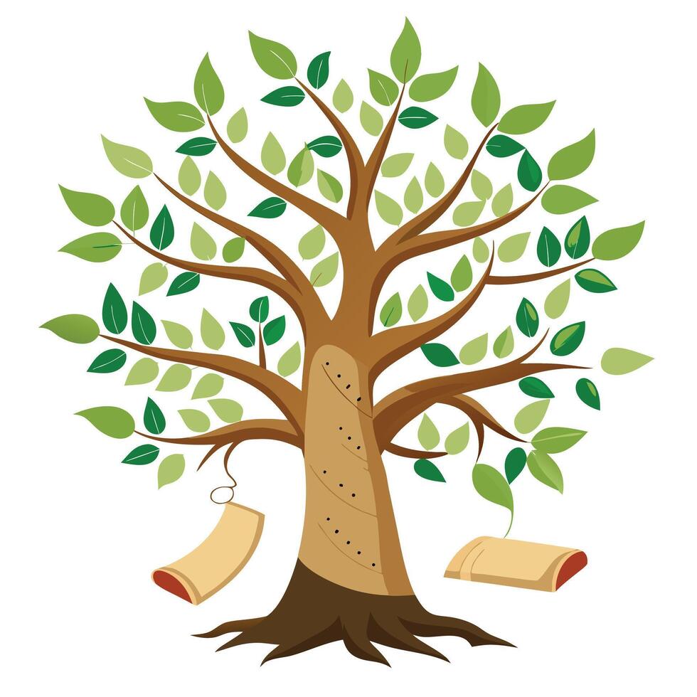 Creative Scroll Tree Flat Leaf Generation vector