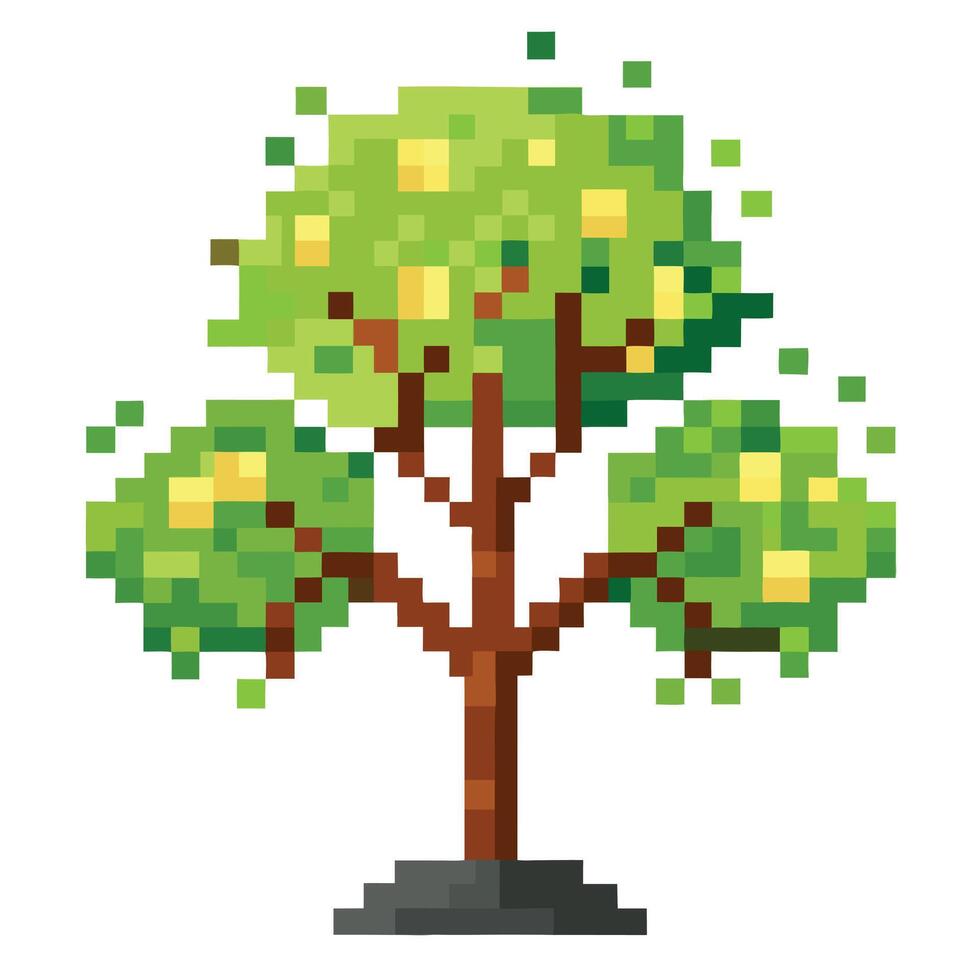 Pixelated Leaf Tree A Flat Style Design vector