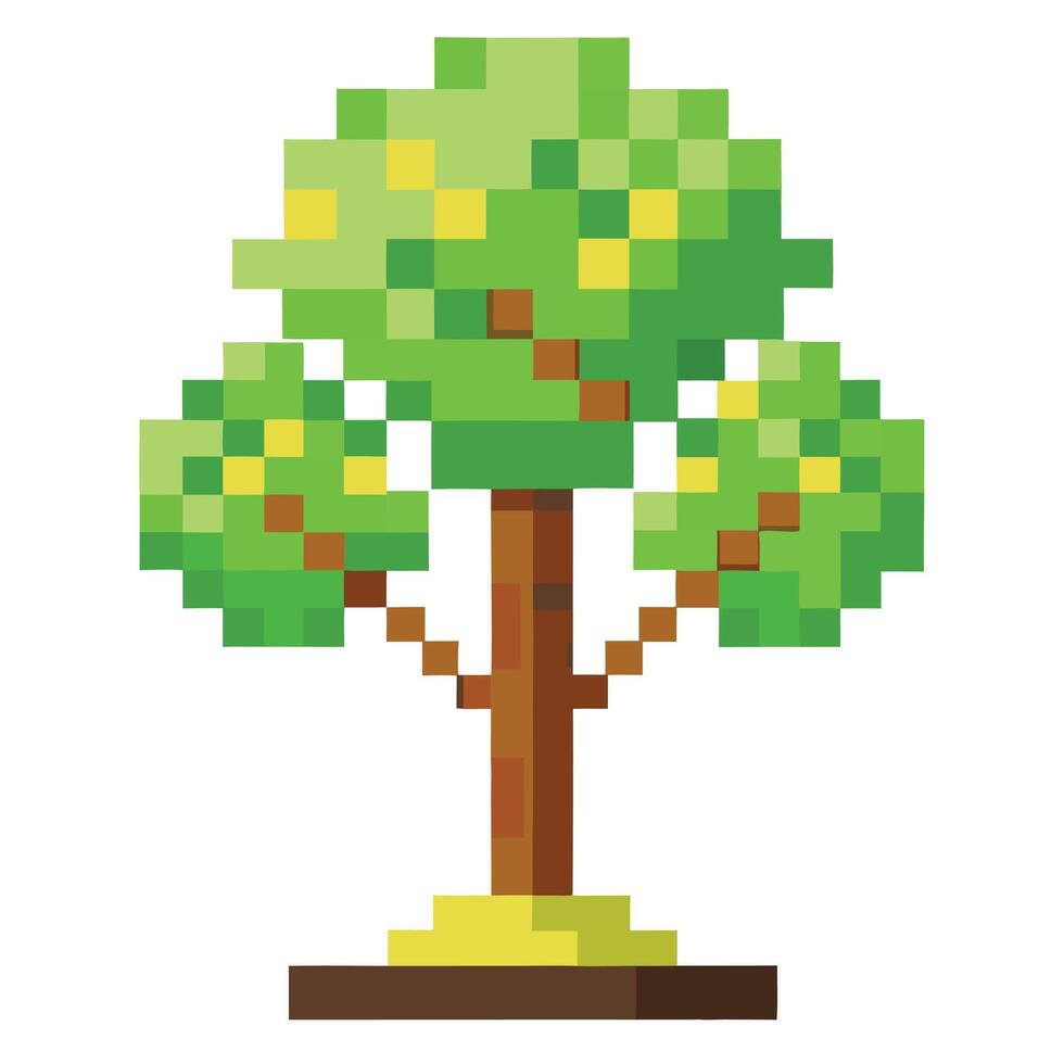 Designed Digital Tree Pixelated Leaves vector