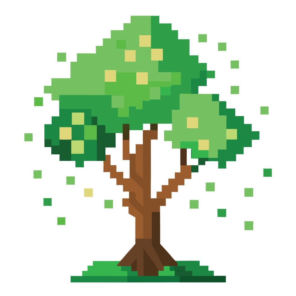 Disappearing Pixel Tree Pixelated Leaves vector