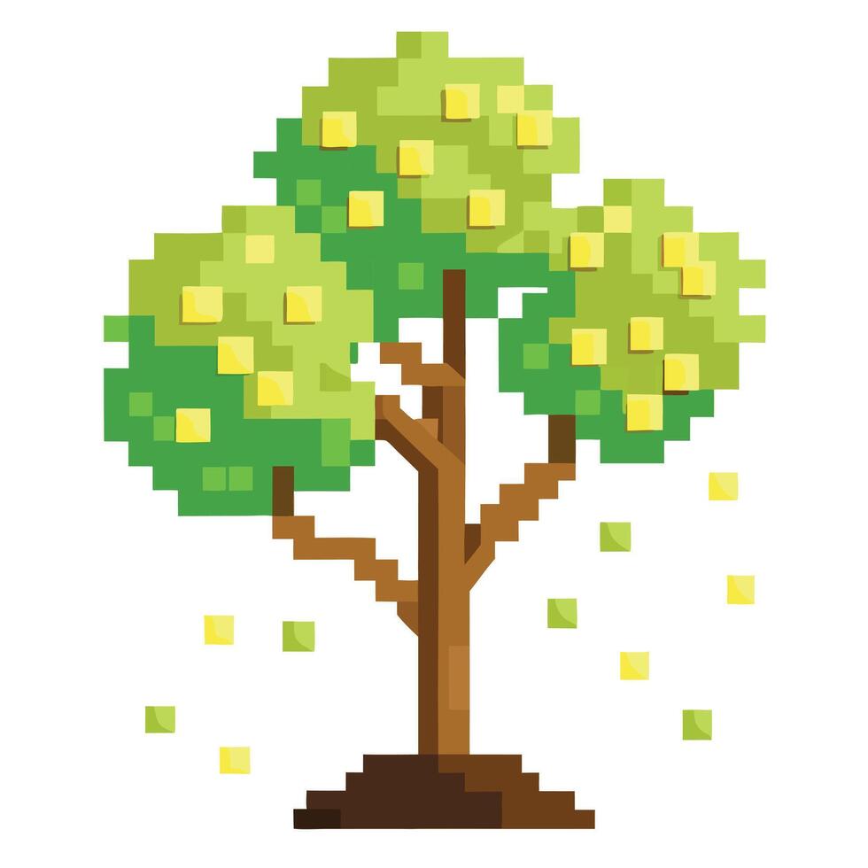 Fading Pixel Tree Pixelated Leaves vector