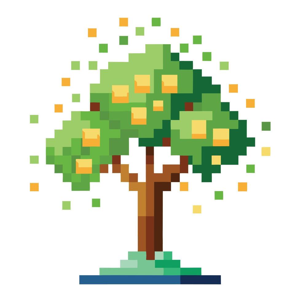 Designed Pixel Tree Disappearing Effect vector