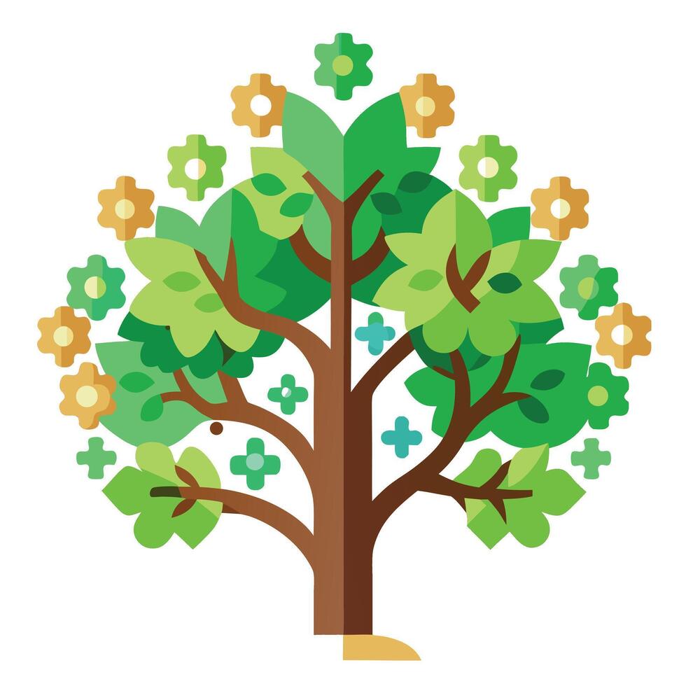 Logic Tree Flat Puzzle Piece Leaves Generation vector