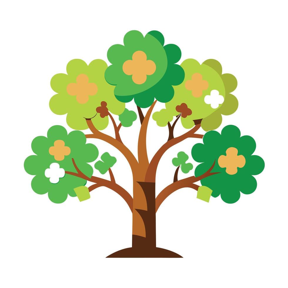 Growth Tree Flat Puzzle Piece Leaves Generation vector