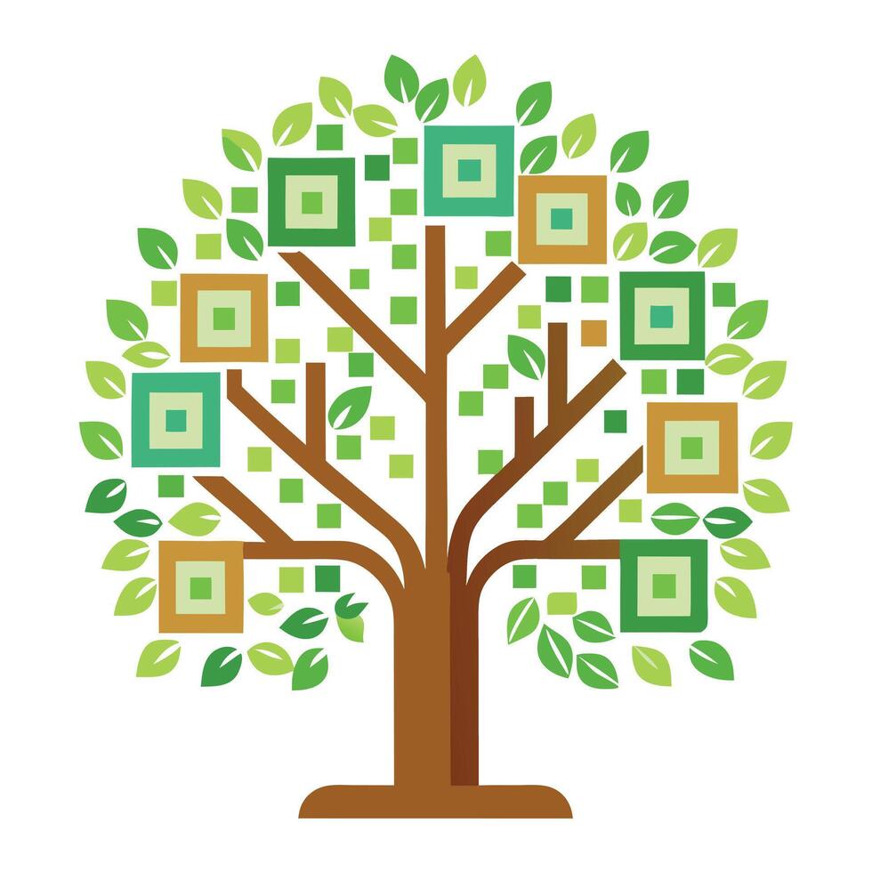 Information Tree QR Code Pattern on Leaves vector