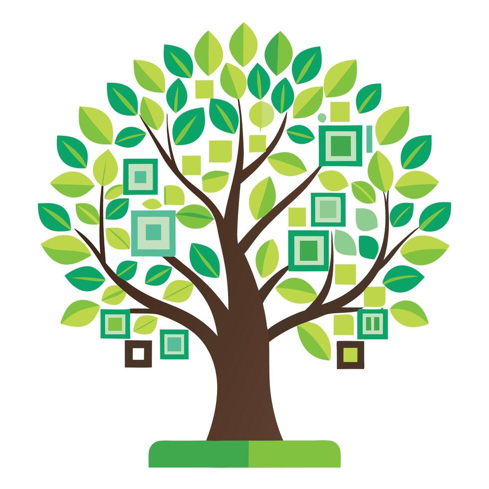Designed Tree QR Code Pattern Leaves vector