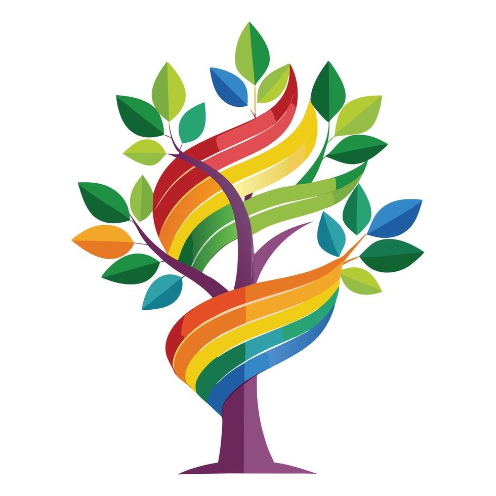 Creative Tree Rainbow Ribbon Canopy Generation vector