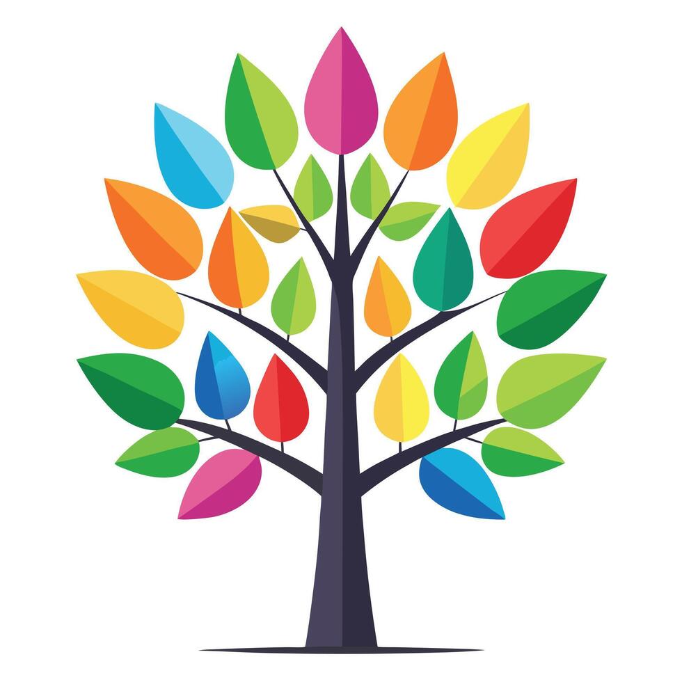 Colorful Design Tree Rainbow Leaves vector