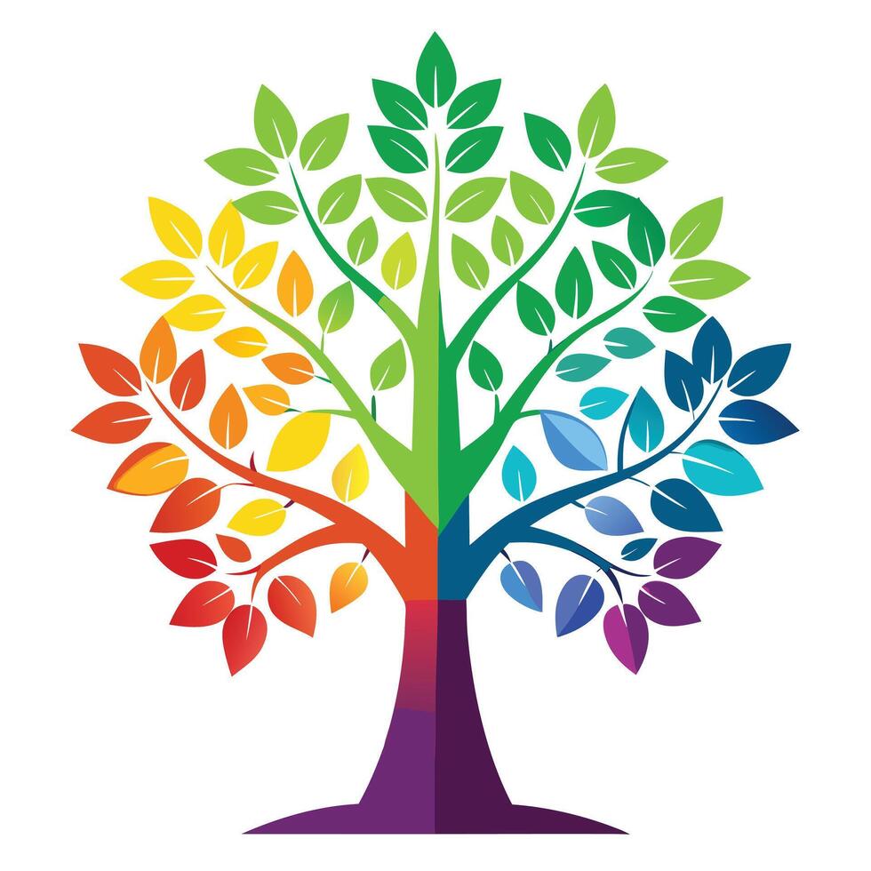 Modern Tree Rainbow Gradient Leaves Generation vector
