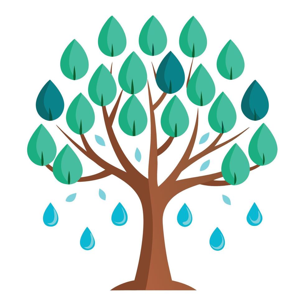 Protection Tree Raindrop and Umbrella Design vector