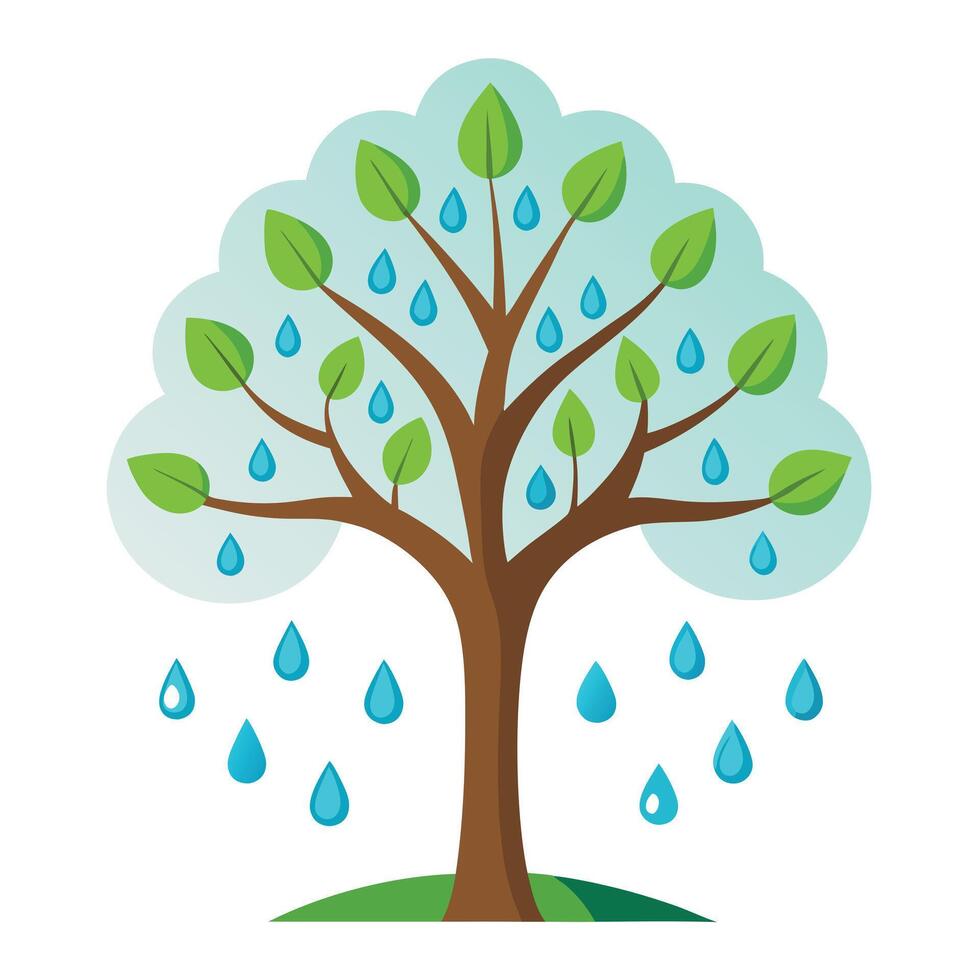 Water Tree Raindrops Forming Branches vector