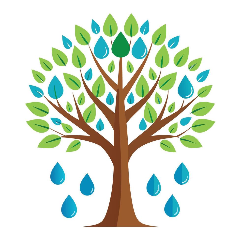Weather Tree Raindrops as Branches vector