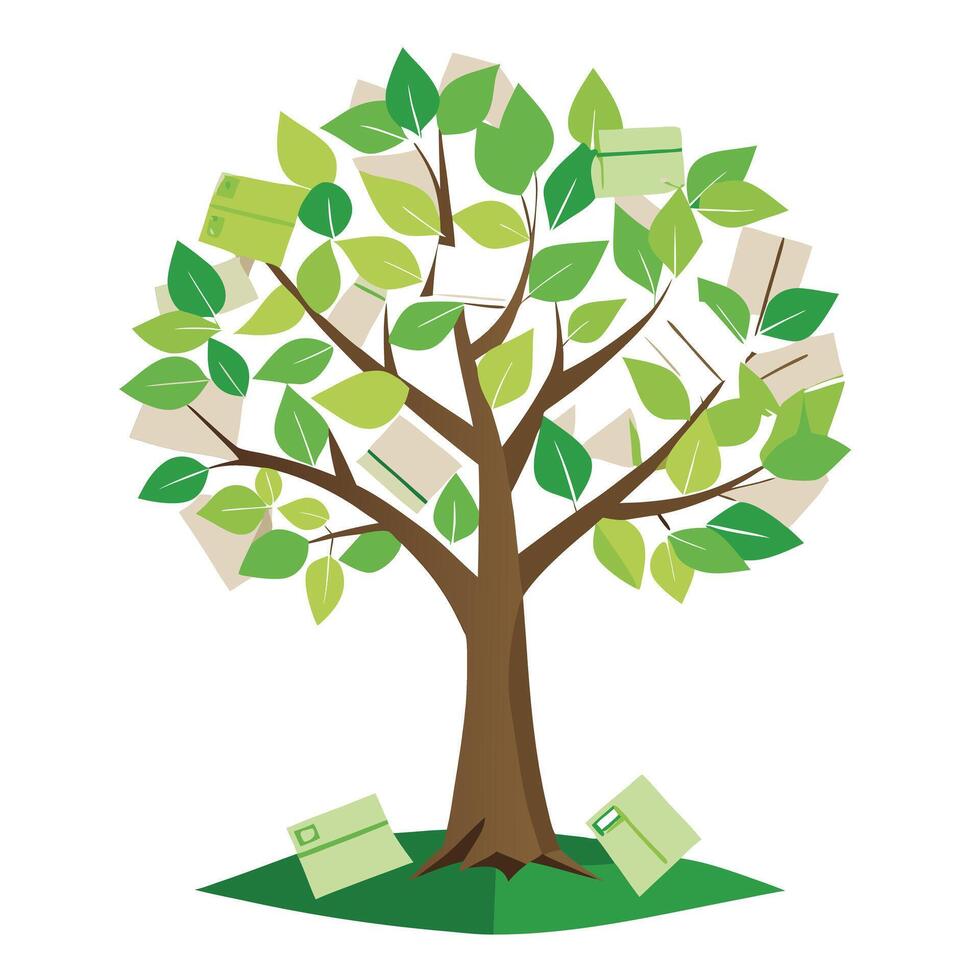 Environment Tree Recycled Paper and Eco Leaves vector
