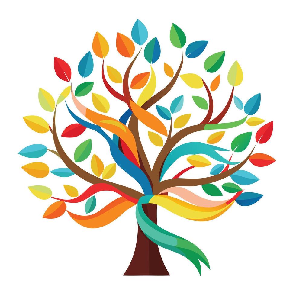 Ribbon Tree A Flat Style Creation vector