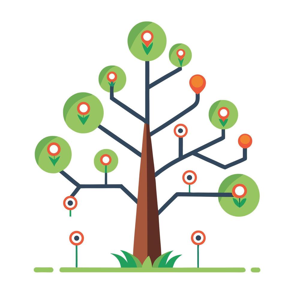 Travel Tree Road Map Branches Design vector
