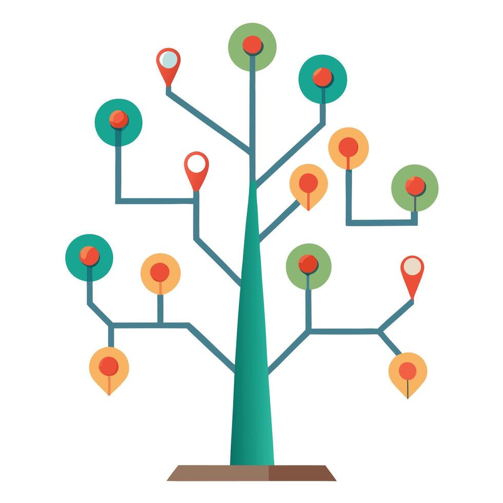 Direction Tree Road Map Lines Forming Branches vector