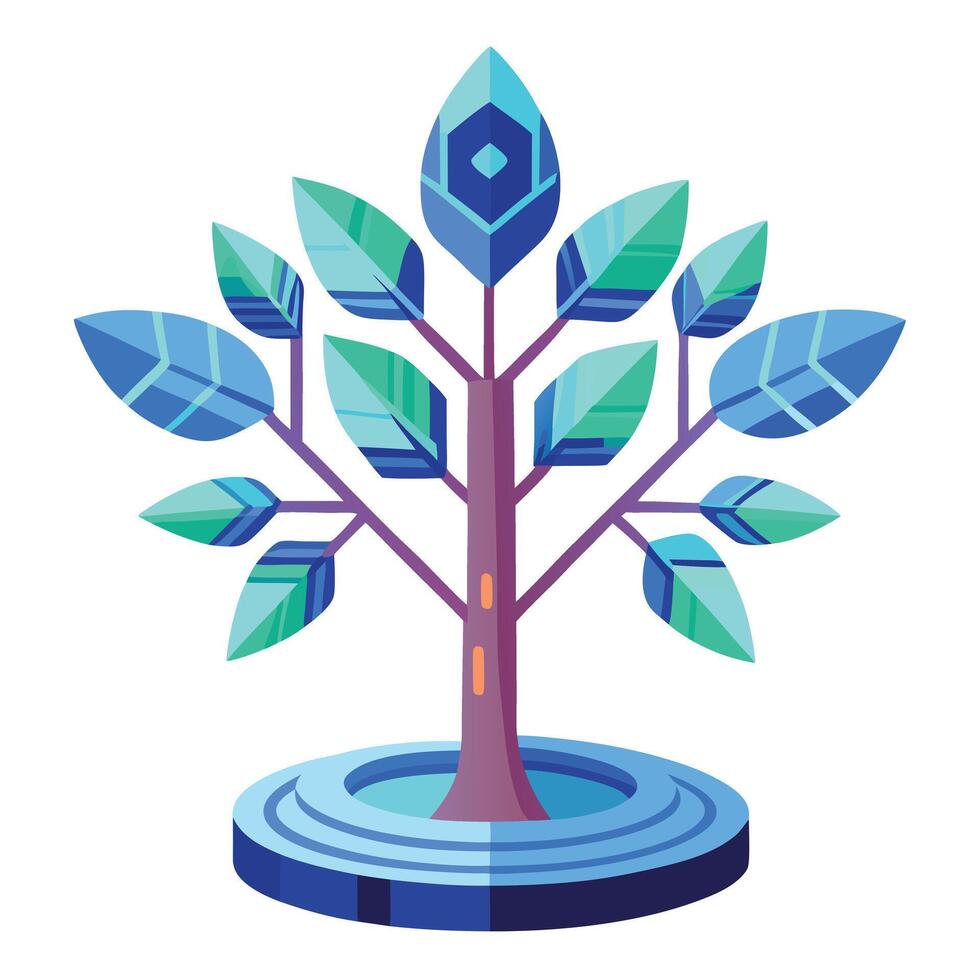 Futuristic Tree Sci-Fi Hologram Leaves vector