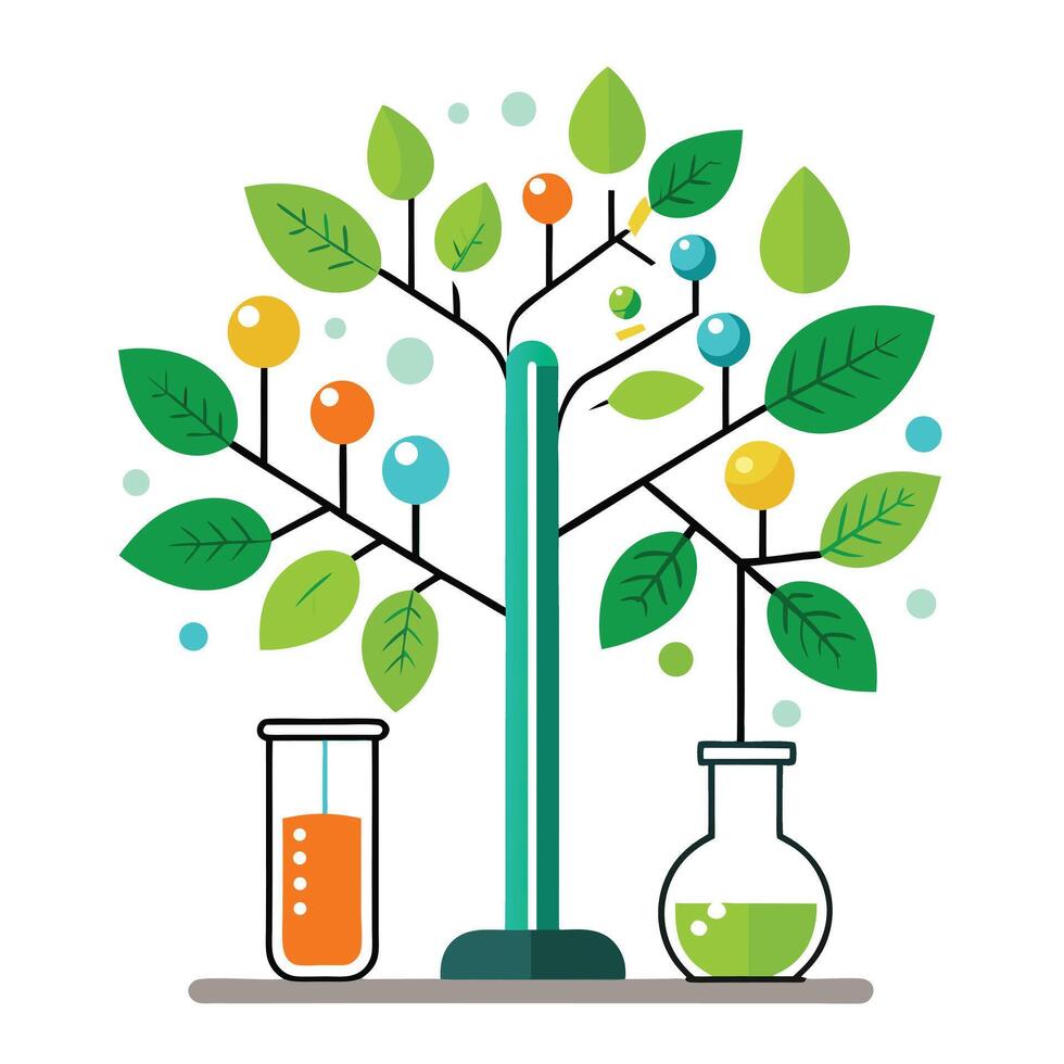 Lab Tree Science Experiment Leaf Design vector