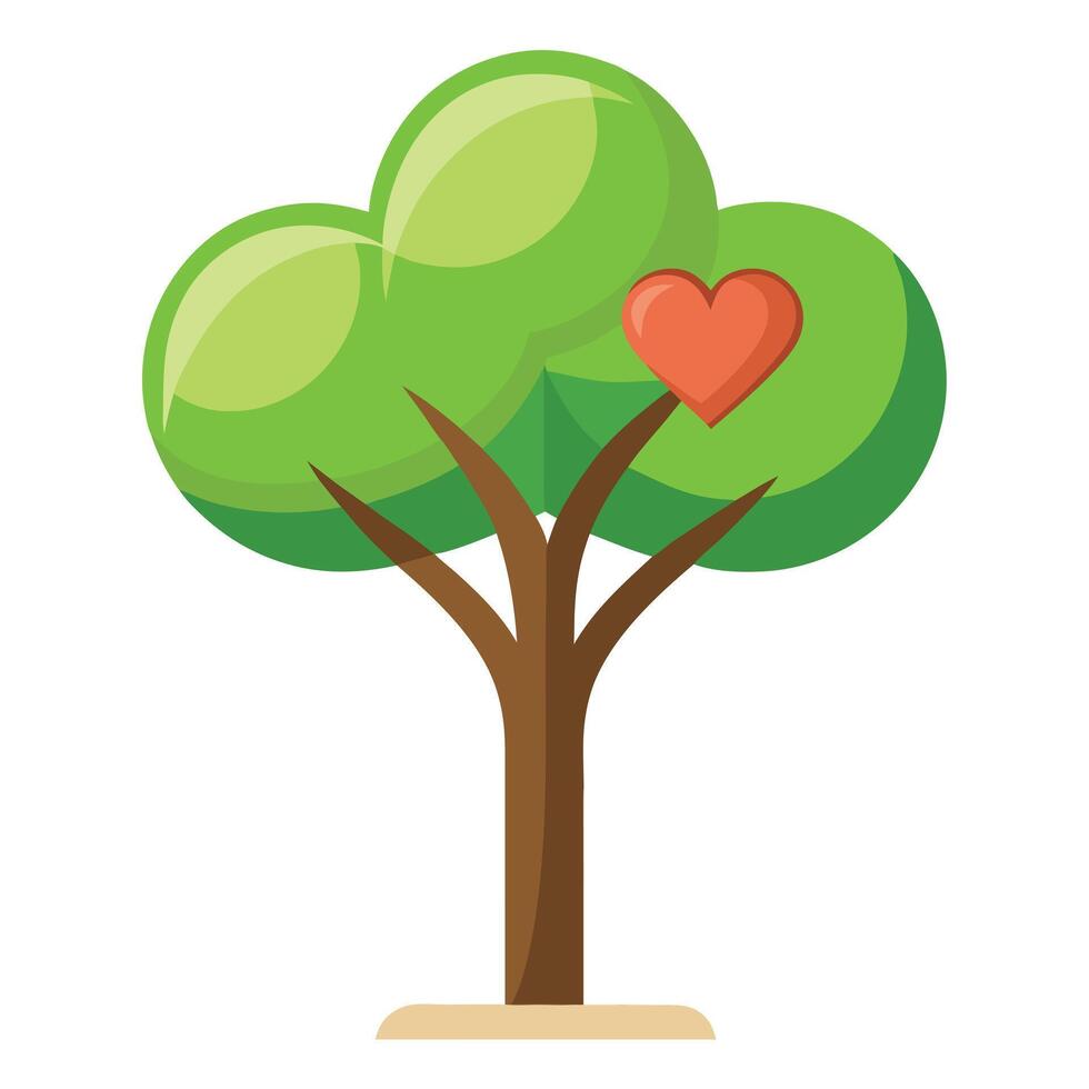 Designed Tree Simple Heart Shaped Canopy vector